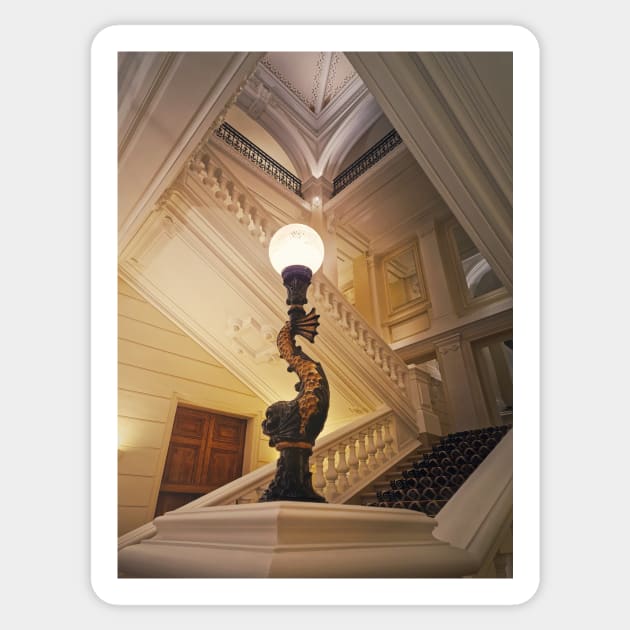 stairwell with vintage lamps Sticker by psychoshadow